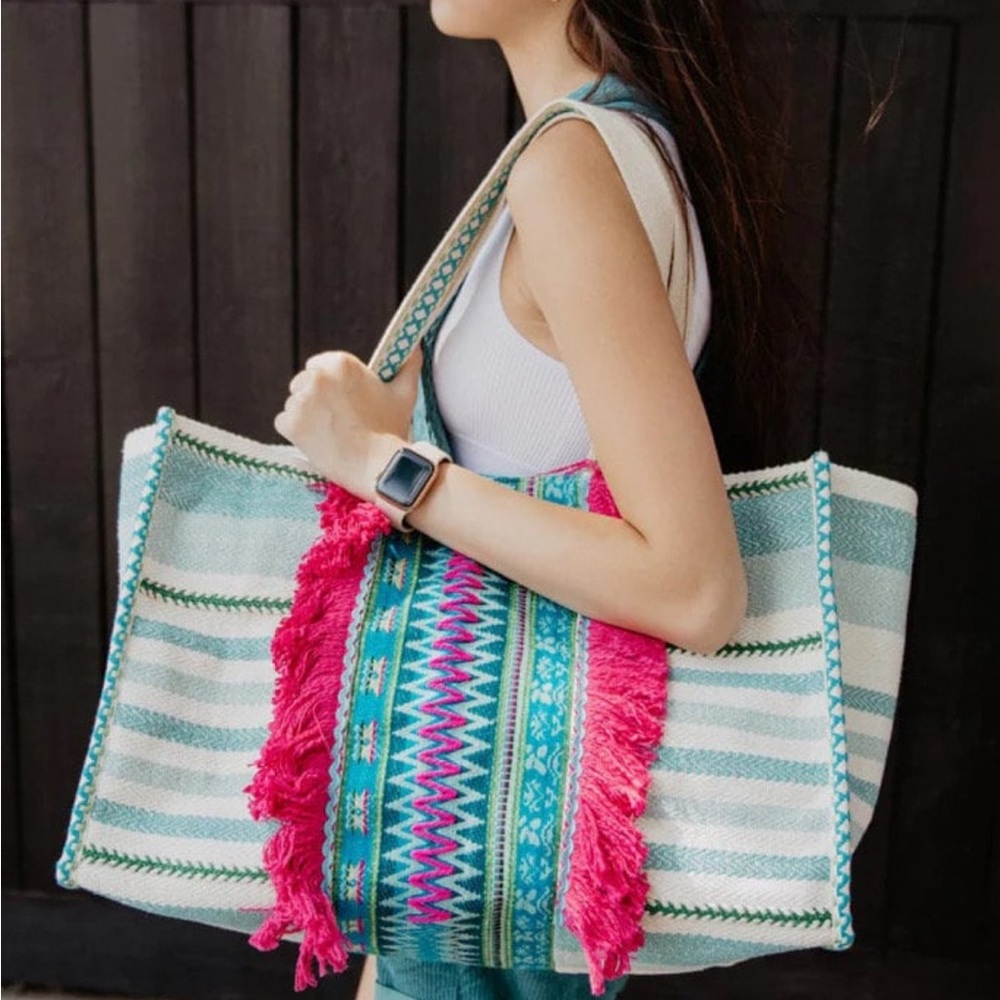 Boho beach tote- amazing quality - fun colors!